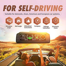 Whiie891203 Guardia Auto Intelligente, Display Head-Up per Auto HUD GPS Tachimetro Inclinometro Digitale Inclinazione Manometro (170mm X 70mm X 60mm) Nero