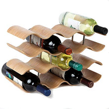 ZLASS Portabottiglie, portabottiglie in Legno Ondulato da appoggio impilabile, portabottiglie Decorativo a Quattro Strati per 14 Bottiglie per scrivania, Cucina, Armadio, Frigorifero