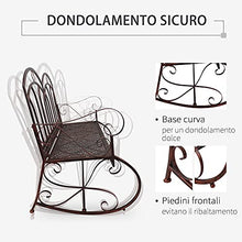 Outsunny Panchina a Dondolo da Giardino in Metallo a 2 Posti con Braccioli, 104x75x95.5cm, Colore Bronzo
