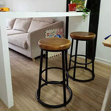 Sedia ufficio,Sgabello da bar rotondo in legno massello con piedini alti neri, (seduta 75 cm, 30 pollici), cuscino in legno massello con struttura in ferro, utilizzato per ristoranti, bar, caffè, re