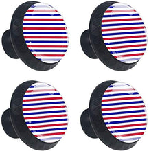 Blu scuro rosso bianco a strisce Pomelli per Porta Set di 4 Pomelli per Mobili Manopole per Cassetti Cucina Armadio Vetro