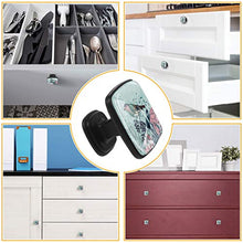 Set di 4 pezzi con maniglia quadrata per armadio da cucina, credenza, cassettiera, cassettiera, con viti, per cucina, comò, armadietto, bagno, armadio, rose con uccelli e fiori floreali