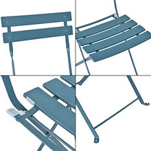 [en.casa] Set da Bistrot Composto di 1 Tavolo Rotondo e 2 Sedie Set Mobili Pieghevoli da Giardino/Balcone/Pub/Bar - Turchese