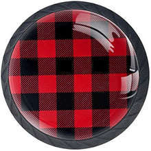 Modello senza cuciture plaid nero rosso Pomelli per Porta Set di 4 Pomelli per Mobili Manopole per Cassetti Cucina Armadio Vetro