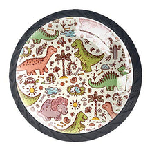 Set di 4 maniglie rotonde per armadio da cucina, credenza, cassettiera, cassettiera, con viti, per cucina, comò, armadietto, bagno, armadio, stile vintage, con dinosauri, animali della foresta