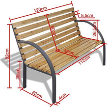 Wakects - Panca da giardino, con braccioli, in legno, per giardino, patio, parco, per esterni e cortili, 120 x 62 x 82 cm
