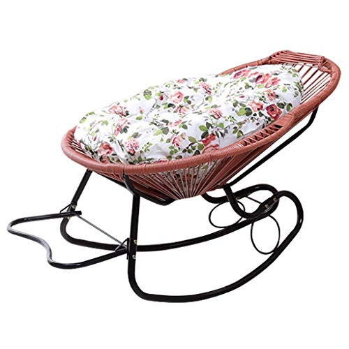 Sedia a dondolo reclinabile in rattan marrone Sedie a sdraio con cuscini Sedia da giardino per bambini Asilo nido per adulti con poggiapiedi e braccioli Sedie a sdraio reclinabili per patio piscina