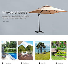Outsunny Ombrellone da Giardino 294x294cm a Braccio con Manovella, Girevole a 360° e Inclinazione Regolabile, Khaki