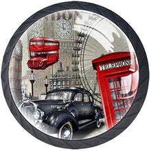 Poster vintage di Londra Pomelli per Porta Set di 4 Pomelli per Mobili Manopole per Cassetti Cucina Armadio Vetro