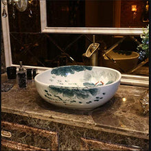 WEHOLY Lavabo in Resina Lavabo Rotondo da Incasso Ovale in Pietra Naturale Lavabo Rotondo retrò Creativo Jingdezhen Ceramica Hotel Lavabo antispruzzo