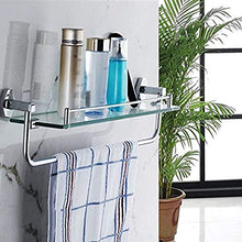 Mensola in Vetro Temperato Mensola da Bagno Quadrata con Portasciugamani e Binario a Parete Superficie in Rame Placcato Cromato Doccia Caddy Organizer Bath