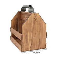 COM-FOUR® Portaborraccia in legno con apribottiglie in metallo e manico in metallo, 6 posti, portabottiglie per 6 bottiglie da 0,33 l (Senza iscrizione)