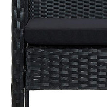 Tidyard Set Tavolino e Sedie da Giardino con Cuscini in Polyrattan,Set Salotto da Giardino,Divano 2 Poltrone e Tavolino in Polyrattan,Nero