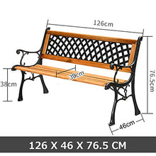Panchine da Giardino Panchina All'aperto per Tempo Libero, Telaio in Ghisa e Legno Massello Anticorrosivo Resistente Alle Intemperie Panchine Terrazzo, Panca 2-3 Posti Con Schienale e Braccioli