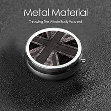 Union Jack Grunge - Contenitore rotondo per pillole, 3 scomparti, in metallo, per medicinali e vitamine, colore: nero e bianco