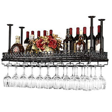 Cremagliere del vino del soffitto Appeso a parete del supporto di bottiglia di vino Cremagliera dei calici del calice del rack di vetro di vino (Color : Black, Size : L60 x W35cm)