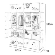 Armadio semplicità Divide-Grid Appendere Rimovibili di Plastica Withdoor Mensole Deeper Cube Abbigliamento Home Camera Verde MXJ61 (Size : 147X47X183CM)