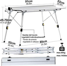 Nestling® 91 x 52cm, Tavolo Pieghevole da Campeggio in Alluminio -Regolabile in Altezza Portatile da Tavolo da Giardino/Barbecue/Tour Self-Driving + (Spalle Borsa) (91 x 52cm)