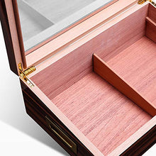 FxsD Cigar Box, Piano Dipinta Texture Trasparente Glass Window, Professionale Insect-Proof Melanzana, Legno di Cedro, Sigaro umidificatore, con igrometro e umidificatore ## (Color : A)