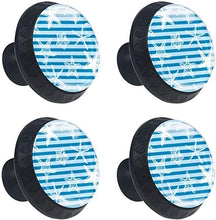 Sea Star Fish a strisce blu Pomelli per Porta Set di 4 Pomelli per Mobili Manopole per Cassetti Cucina Armadio Vetro