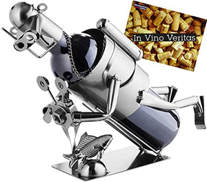 Brubaker Titolare Bottiglia di Vino Supporto Diver con Fotocamera Oggetto Decorativo Metallo con Biglietto d' Auguri per Vino Regalo