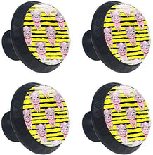 Rosa Maiali Withes Giallo Nero Stripe Pomelli per Porta Set di 4 Pomelli per Mobili Manopole per Cassetti Cucina Armadio Vetro