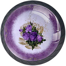 Fiore viola rosa lilla viola adorabile Pomelli per Porta Set di 4 Pomelli per Mobili Manopole per Cassetti Cucina Armadio Vetro