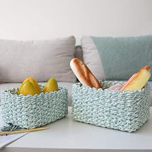 La Jolíe Muse Cestini portaoggetti in Vimini Intrecciati, con Corda di Carta, divisori per armadi, cassetti e mensole (Verde+Bianco)