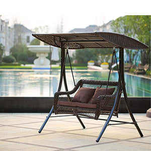 ZDYLM-Y Dondolo da Giardino con Tettuccio 2 posti Seat Swing con Load Parasole Altalena da Giardino Panchina, per Esterno, terrazzo
