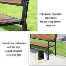 household products Panca da Esterno per Sedia da Parco, Panca da Giardino in Ghisa con Schienale, Panca da Giardino con Sedile in Legno di Plastica Impermeabile, può Ospitare 2-3 Persone