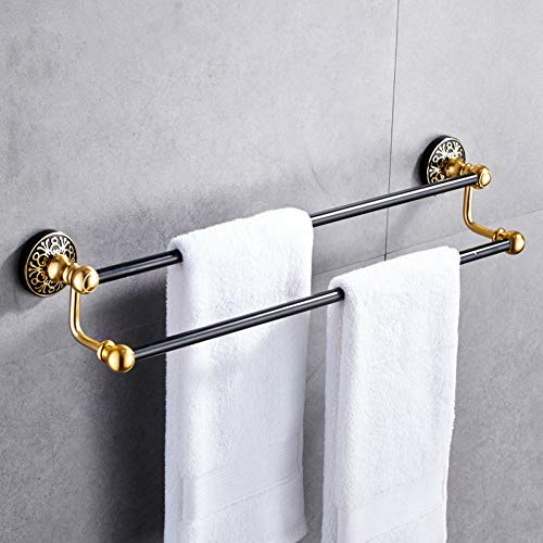 LCBLC Portasciugamani In Alluminio Nero Antico Spazio Doppio Portasciugamani Portasciugamani Appeso Ciondolo Hardware Bagno 60 Cm