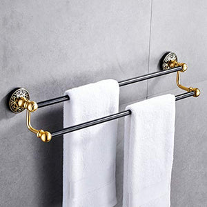 LCBLC Portasciugamani In Alluminio Nero Antico Spazio Doppio Portasciugamani Portasciugamani Appeso Ciondolo Hardware Bagno 60 Cm