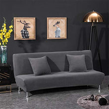 GUOCU Copridivano Senza Braccioli in Maglia, Fodera copridivano Elastico per Divano Letto,Grigio Scuro,1 Posti(120-155CM)