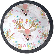 Cervo motivo floreale ad acquerello Pomelli per Porta Set di 4 Pomelli per Mobili Manopole per Cassetti Cucina Armadio Vetro