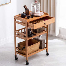 YIN YIN Carrello per Ripiani Scaffale, cremagliera del Soggiorno Mobile in Legno conveniente, Colore primario di Grande capacità con Carrello guardrail 2 Colori Carrello a rulli (Color : Brown)