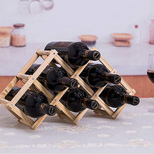 Portabottiglie Vino Pieghevole in Legno, Portabottiglie da Cucina, Espositore per Vino, Portabottiglie Diamond per Bar, Cantina, Armadietto, Dispensa (6 Bottiglie)