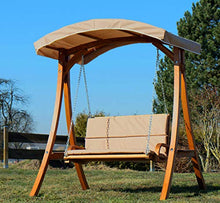 SAS AS-S Design Hollywoodschaukel Gartenschaukel Schaukelbank Rio aus Holz Lärche mit Dach und Polsterauflage Braun