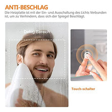 Bath-mann, specchio da bagno a LED, 50 x 70 cm, con illuminazione bianca fredda, specchio da bagno con interruttore touch, senza appannamento, specchio da parete orizzontale o verticale, 6400 K