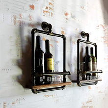 LHQ-HQ Cremagliera del Vino, Tubo di Ferro battuto Loft Parete in Legno massello Vino Rack Vino Appeso Bar Rack, Stand di Esposizione