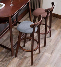 Bar feci molli di tela grigio Sedile Sedie colazione Pianale da cucina 4 in massello Gambe Sgabelli alta con schienali e poggiapiedi Sgabello sedia poggiapiedi Brown Schienale pranzo for |Pub Café Sga