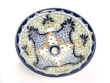 Celaste – Lavandino messicano in ceramica – Cerames | Vasca 40,5 cm x 15 cm | Lavabo da appoggio in Messico per bagno, ospiti, WC