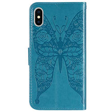 ikasus Cover iPhone XS Max Custodia,Goffratura fiore farfalla Flip Custodia Funzione Stand PU Premium Protezione Super Sottile TPU Interno Case Porta Carte credito Custodia Cover