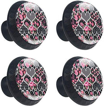 Patchwork floreale con cuori e rose Pomelli per Porta Set di 4 Pomelli per Mobili Manopole per Cassetti Cucina Armadio Vetro