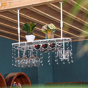 Wine Rack Hanging Calice Rack Home Bar Metallo Upside Down Vino Supporto Di Vetro Moderno Semplice Tipo Di Soffitto Regolabile in Altezza durevole/Weiß / 80 * 25cm