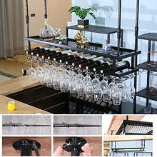 JHGJBJ Appesa Vino Rack Metallo, Altezza 30-60cm Ferro Battuto Supporto di Vetro di Vino Appeso A Doppio Strato Regolabile, con Bottiglia di Vino Trogolo, Rack, Appeso Cremagliera della Tazza