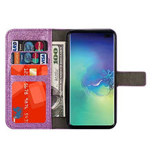 Miagon Diamante Custodia per Xiaomi Redmi Note 9 PRO,Brillante Glitter Farfalla Catena Portafoglio in Pelle PU Cuoio Caso Carte di Slot Cover Protettiva,Porpora