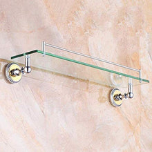 GDFEH Scaffale per Il Bagno Scaffale per Cosmetici a 1 Strato, con Asta di Rame Full Rame Bathroom Glass Shelf Bathrofed Bathrofd Bagno Bagno Scaffale 38 cm / 14,9 Pollici