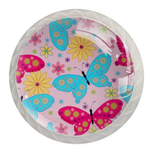 Maniglie per cassetti Manopole per cassetti Manopole rotonde Confezione da 4 per armadietto, cassetti, cassettiere, cassettiere ecc. Fiore farfalla