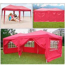 3x6 M Gazebo da Giardino Impermeabile Pieghevole Tendone Giardino con 4 Laterali - Antipioggia - Resistente ai Raggi UV (Rosso- 3x6 M)