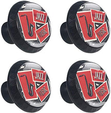 Music Sax Jazz Instrument Rosso Grigio Pomelli per Porta Set di 4 Pomelli per Mobili Manopole per Cassetti Cucina Armadio Vetro